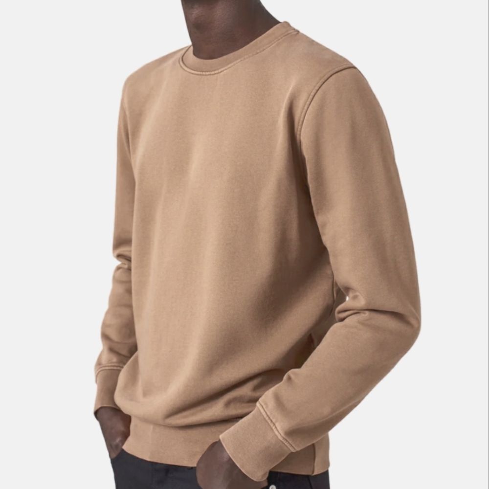 Colorful Standard Pre Washed Clasic Organic Cotton Crewneck Sweatshirt Tan Khaki